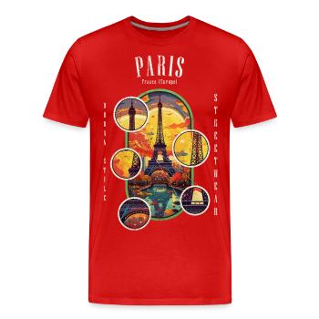 Paris, Eiffel Tower, France, City, Skyline, Art - Men's Premium Organic T-Shirt - red - Front - Damien (186cm)
