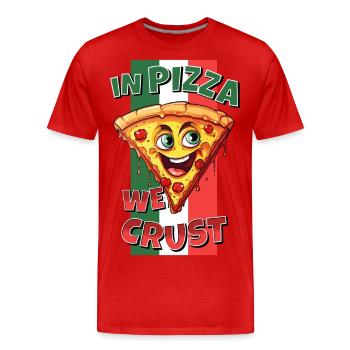 Dans Pizza Nous Croûte Pizza Tranche Visage Rire Drôle - T-shirt bio Premium Homme - rouge - Devant - Damien (186cm)