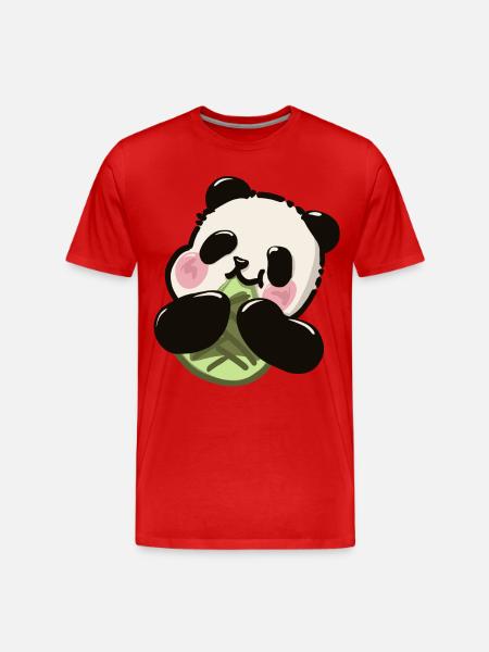 Cute Panda – Bamboo Snack - Men's Premium Organic T-Shirt - red