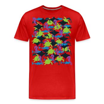 Ocean Camouflage – Meeresleben im Tarnstil - Männer Premium Bio T-Shirt - Rot - Vorne - Damien (186cm)