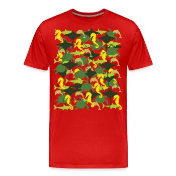 Ocean Camouflage – Meeresleben im Tarnstil - Männer Premium Bio T-Shirt - Rot - Vorne - Damien (186cm)