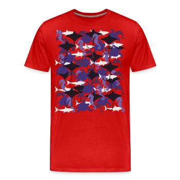 Ocean Camouflage – Meeresleben im Tarnstil - Männer Premium Bio T-Shirt - Rot - Vorne - Damien (186cm)