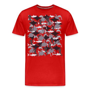 Ocean Camouflage – Meeresleben im Tarnstil - Männer Premium Bio T-Shirt - Rot - Vorne - Damien (186cm)