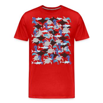 Ocean Camouflage – Meeresleben im Tarnstil - Männer Premium Bio T-Shirt - Rot - Vorne - Damien (186cm)