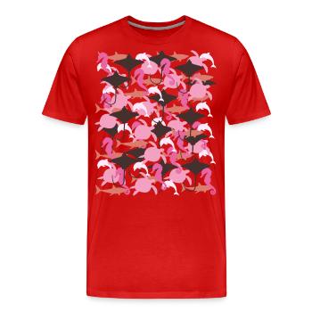 Ocean Camouflage – Meeresleben im Tarnstil - Männer Premium Bio T-Shirt - Rot - Vorne - Damien (186cm)