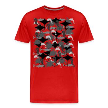 Ocean Camouflage – Meeresleben im Tarnstil - Männer Premium Bio T-Shirt - Rot - Vorne - Damien (186cm)