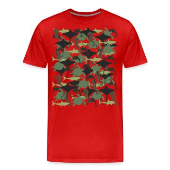 Ocean Camouflage – Meeresleben im Tarnstil - Männer Premium Bio T-Shirt - Rot - Vorne - Damien (186cm)
