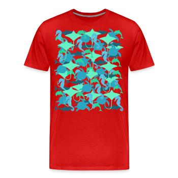 Ocean Camouflage – Meeresleben im Tarnstil - Männer Premium Bio T-Shirt - Rot - Vorne - Damien (186cm)