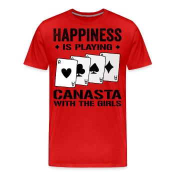 Glück beim Spielen von Canasta mit den Mädchen | Canasta - Männer Premium Bio T-Shirt - Rot - Vorne - Damien (186cm)