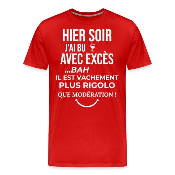 cadeau homme femme humour drole alcool soiree fete - T-shirt bio Premium Homme - rouge - Devant - Damien (186cm)