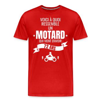idée cadeau pour un motard humour homme 72 ans - T-shirt bio Premium Homme - rouge - Devant - Damien (186cm)
