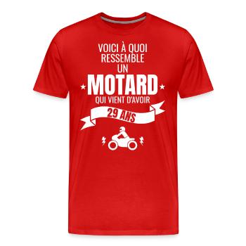 idée cadeau pour un motard humour homme 29 ans - T-shirt bio Premium Homme - rouge - Devant - Damien (186cm)