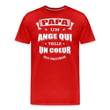 PAPA UN ANGE QUI VEILLE UN CŒUR QUI PROTÈGE - T-shirt bio Premium Homme - rouge - Devant - Damien (186cm)