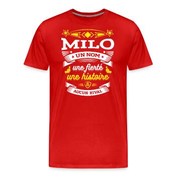 MILO UN NOM UNE FIERTÉ AUCUN RIVAL - T-shirt bio Premium Homme - rouge - Devant - Damien (186cm)