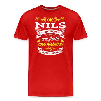 NILS UN NOM UNE FIERTÉ AUCUN RIVAL - T-shirt bio Premium Homme - rouge - Devant - Damien (186cm)