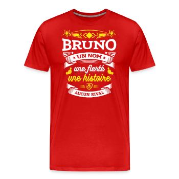 BRUNO UN NOM UNE FIERTÉ AUCUN RIVAL - T-shirt bio Premium Homme - rouge - Devant - Damien (186cm)