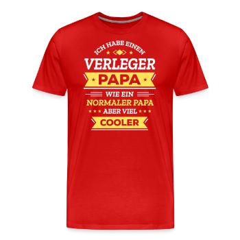 VERLEGER PAPA: COOL, VATERTAG, WEIHNACHTEN - Männer Premium Bio T-Shirt - Rot - Vorne - Damien (186cm)