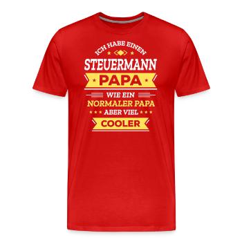 STEUERMANN PAPA - COOLER ALS NORMAL, HELD, NAVI - Männer Premium Bio T-Shirt - Rot - Vorne - Damien (186cm)