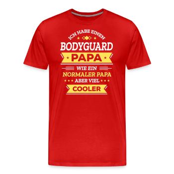 BODYGUARD PAPA: GEBURTSTAG, WEIHNACHTEN, VATERTAG - Männer Premium Bio T-Shirt - Rot - Vorne - Damien (186cm)