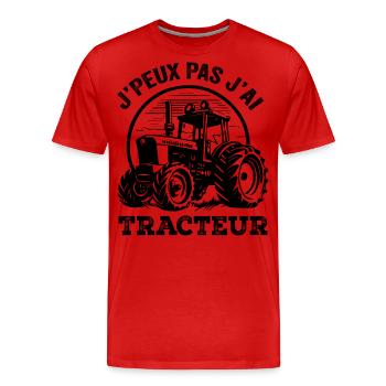 J'Peux Pas J'ai Tracteur Humour Cadeau Fermière - T-shirt bio Premium Homme - rouge - Devant - Damien (186cm)