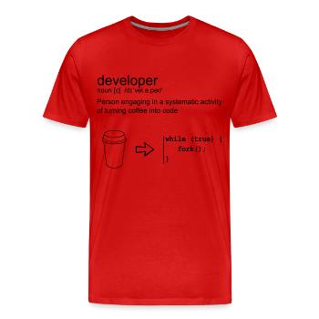 Developer & coffee - T-shirt bio Premium Homme - rouge - Devant - Damien (186cm)