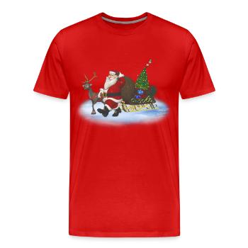 Le Père Noël arrive - T-shirt bio Premium Homme - rouge - Devant - Damien (186cm)