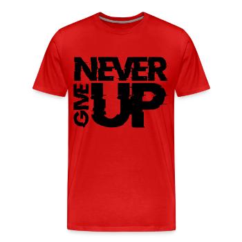 NEVER GIVE UP - Männer Premium Bio T-Shirt - Rot - Vorne - Damien (186cm)