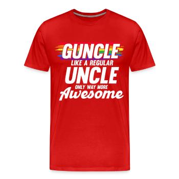 Guncle LGBTQ Gay Uncle Gift - Men's Premium Organic T-Shirt - red - Front - Damien (186cm)