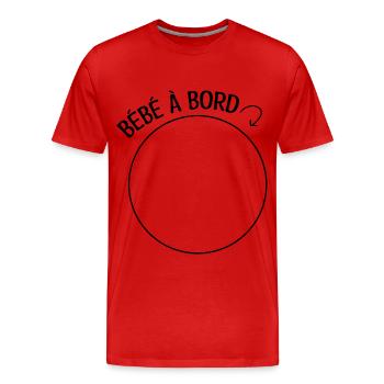 bébé à bord (pied) - T-shirt bio Premium Homme - rouge - Devant - Damien (186cm)