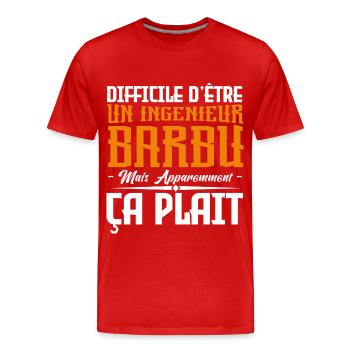 infirmier barbu, citations barbe, cadeau infirmier - T-shirt bio Premium Homme - rouge - Devant - Damien (186cm)