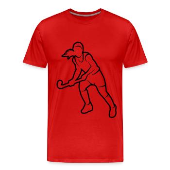 Joueuse de hockey Joueuse de hockey sur gazon - T-shirt bio Premium Homme - rouge - Devant - Damien (186cm)