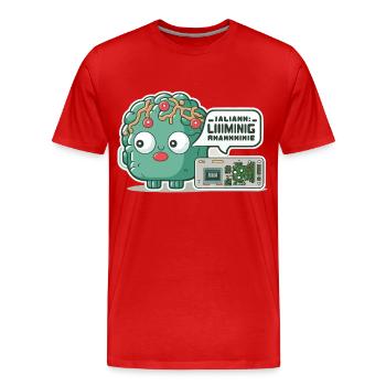 Das Gehirn der Maschine - Männer Premium Bio T-Shirt - Rot - Vorne - Damien (186cm)