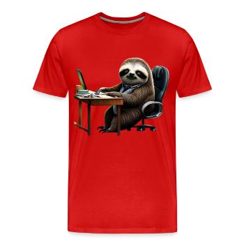 Office Sloth - Men's Premium Organic T-Shirt - red - Front - Damien (186cm)