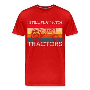 Traktor Arbeit Natur Ernte - Männer Premium Bio T-Shirt - Rot - Vorne - Damien (186cm)