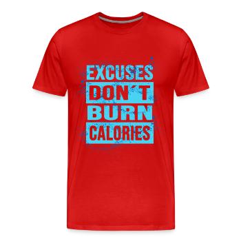 Fitness Musculation Pas d’excuses Sport Protein - T-shirt bio Premium Homme - rouge - Devant - Damien (186cm)