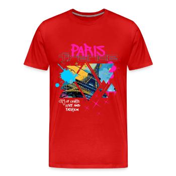 Paris, France, City, Skyline, Eiffel Tower, Graffiti - Men's Premium Organic T-Shirt - red - Front - Damien (186cm)