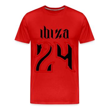 Ibiza 24 Jours fériés 2024 - T-shirt bio Premium Homme - rouge - Devant - Damien (186cm)
