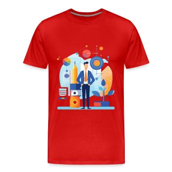 Businessman in the office illustration - Men's Premium Organic T-Shirt - red - Front - Damien (186cm)