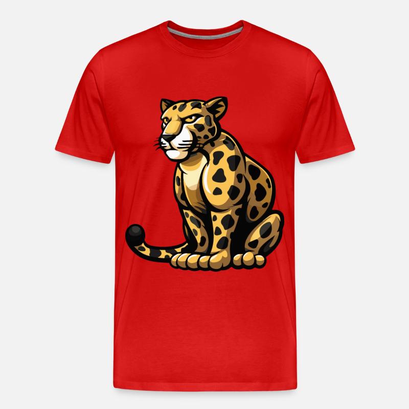 Leopard Comic - Männer Premium Bio T-Shirt - Rot