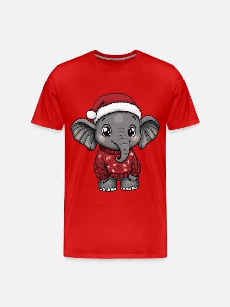 Elephant Christmas Comic - Men's Premium Organic T-Shirt - red