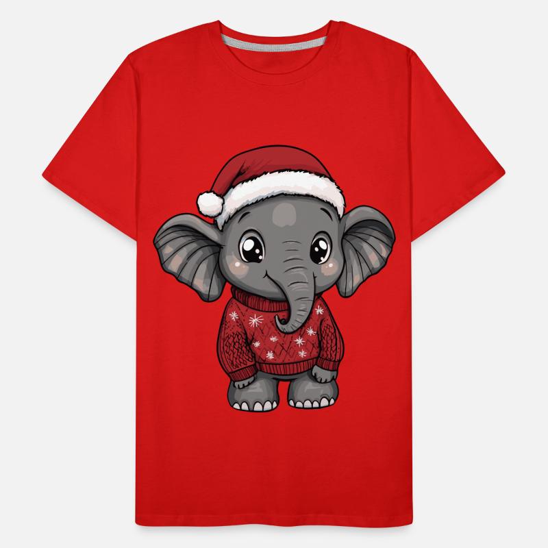 Bande dessinée de Noël éléphant T-shirt bio Premium Homme