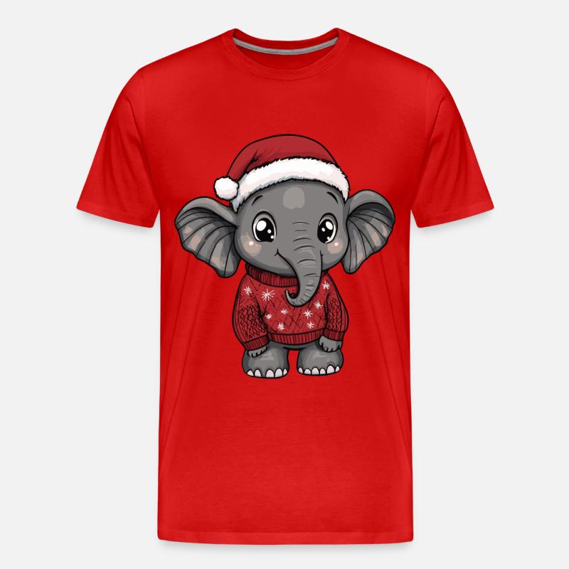 Elephant Christmas Comic - Men's Premium Organic T-Shirt - red