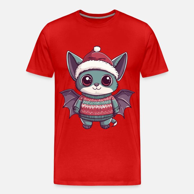 Fledermaus Weihnachten Comic - Männer Premium Bio T-Shirt - Rot