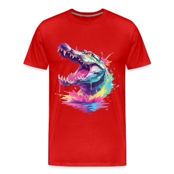 Alligator crocodile caïman reptile prédateur animal - T-shirt bio Premium Homme - rouge - Devant - Damien (186cm)
