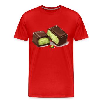 Dubai Schokolade Pistazien Pistaziencreme Schoko - Männer Premium Bio T-Shirt - Rot - Vorne - Damien (186cm)