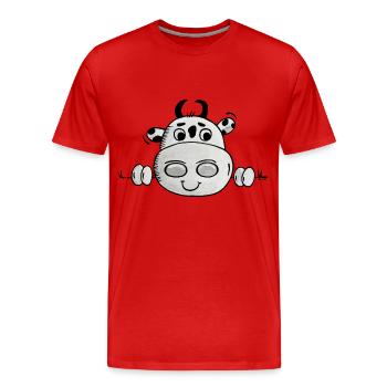 Vache regards - T-shirt bio Premium Homme - rouge - Devant - Damien (186cm)