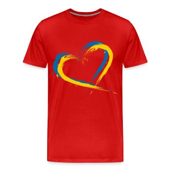Coeur brosse drapeau vecteur drapeau Suède - T-shirt bio Premium Homme - rouge - Devant - Damien (186cm)