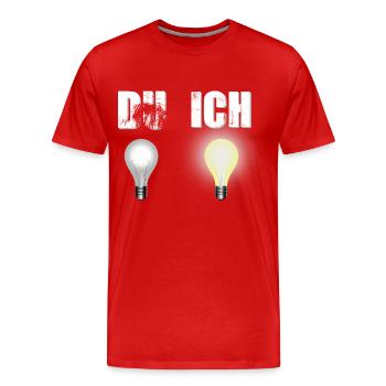 Ampoule Intelligente Moi Tu - T-shirt bio Premium Homme - rouge - Devant - Damien (186cm)