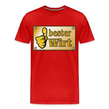 Vom Grafik Designer---Messingschild - bester Wirt - Männer Premium Bio T-Shirt - Rot - Vorne - Damien (186cm)