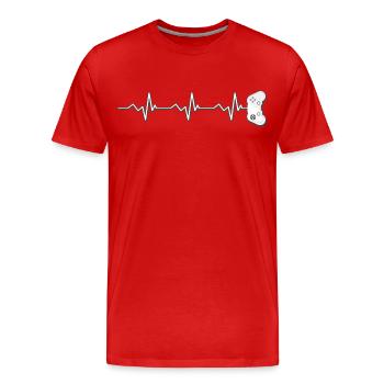 Gamer Puls - Männer Premium Bio T-Shirt - Rot - Vorne - Damien (186cm)
